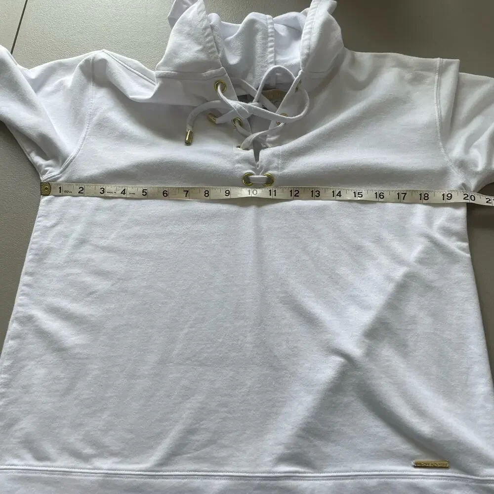 Michael Kors Hoodie Sweater‎ Long Sleeve Lace Up White Medium Streetwear Casual